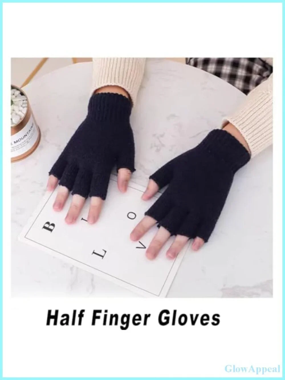 3 Pairs Fingerless Gloves Women Men Teens Acrylic Knit Half Finger Gloves